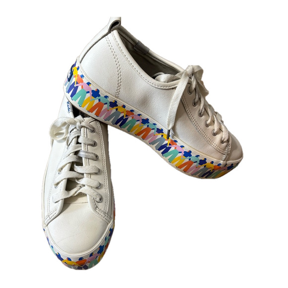 Keds Triple Up Leather Rainbow People White Platform Sneakers size 6.5 - Picture 6 of 7